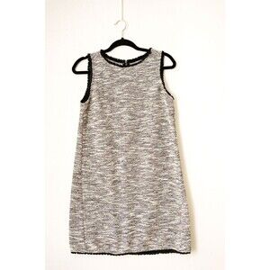 LOFT S tweed fringe sleeveless Shift dress event cocktail S business office